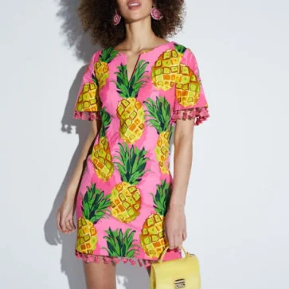 NWT Trina Turk pinapple Raine tassle dress,sz O